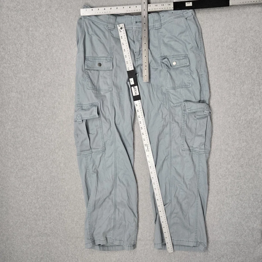 Hollister Women Pants 16R Light Blue Cargo Low-Rise Baggy Button